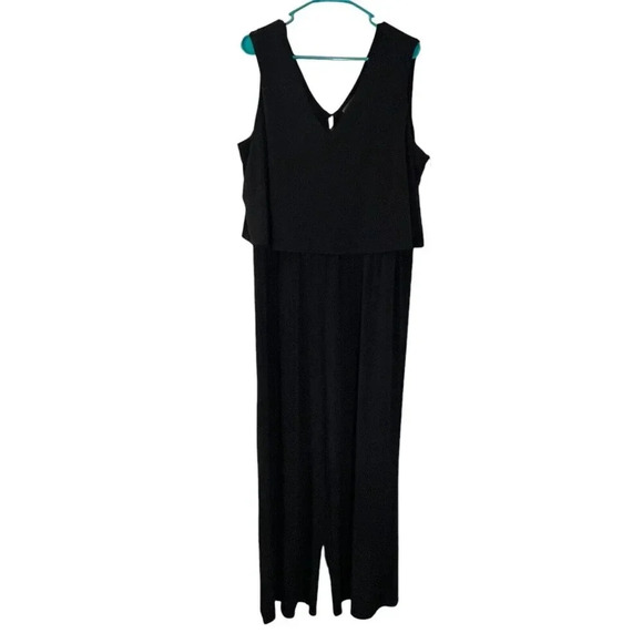 The Limited Black Jumpsuit Plus Size 1X V Neck Sleeveless Draped Jersey Stretch - Picture 1 of 5